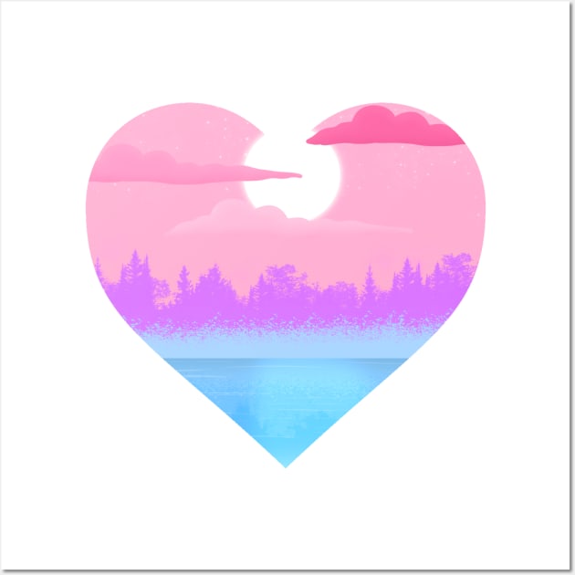 Catgender waterscape subtle heart Wall Art by designedbyeliza